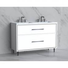 Madeli B465-48D-001-LR-WH-HR-PC - Madeli Profile 48D'' Free standing Vanity Cabinet in White/HW: Handle & Feet Polishe