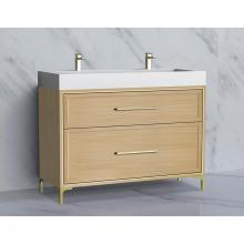 Madeli B465-48D-001-LY-NO-HY-BN - Madeli Profile 48D'' Free standing Vanity Cabinet in Natural Oak/HW: Handle & Feet B