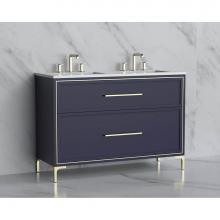 Madeli B465-48D-001-LY-SA-HY-BN - Madeli Profile 48D'' Free standing Vanity Cabinet in Sapphire/HW: Handle & Feet Brus