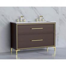 Madeli B465-48D-001-LY-WA-HY-PC - Madeli Profile 48D'' Free standing Vanity Cabinet in Walnut/HW: Handle & Feet Polish