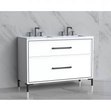 Madeli B465-48D-001-LY-WH-HY-PC - Madeli Profile 48D'' Free standing Vanity Cabinet in White/HW: Handle & Feet Polishe