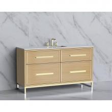 Madeli B465-60C-001-LC-NO-HP-BN - Madeli Profile 60C'' Free standing Vanity Cabinet in Natural Oak/HW: Handle & Feet B