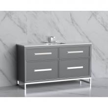 Madeli B465-60C-001-LC-TG-HP-MB - Madeli Profile 60C'' Free standing Vanity Cabinet in Studio Grey/HW: Handle & Feet M