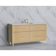 Madeli B465-60C-001-LR-NO-HR-PC - Madeli Profile 60C'' Free standing Vanity Cabinet in Natural Oak/HW: Handle & Feet P