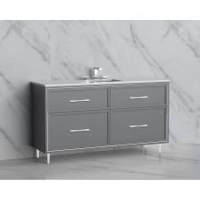 Madeli B465-60C-001-LR-TG-HR-PC - Madeli Profile 60C'' Free standing Vanity Cabinet in Studio Grey/HW: Handles/Feet Polish