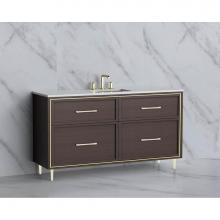 Madeli B465-60C-001-LR-WA-HR-PN - Madeli Profile 60C'' Free standing Vanity Cabinet in Walnut/HW: Handle & Feet Polish