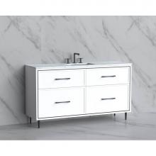 Madeli B465-60C-001-LR-WH-HR-PC - Madeli Profile 60C'' Free standing Vanity Cabinet in White/HW: Handle & Feet Polishe