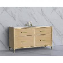 Madeli B465-60C-001-LY-NO-HY-SB - Madeli Profile 60C'' Free standing Vanity Cabinet in Natural Oak/HW: Handle & Feet S