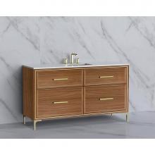 Madeli B465-60C-001-LY-NW-HY-PC - Madeli Profile 60C'' Free standing Vanity Cabinet in Natural Walnut/HW: Handle & Fee