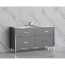 Madeli B465-60C-001-LY-TG-HY-MB - Madeli Profile 60C'' Free standing Vanity Cabinet in Studio Grey/HW: Handles/Feet in Mat