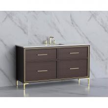 Madeli B465-60C-001-LY-WA-HY-PC - Madeli Profile 60C'' Free standing Vanity Cabinet in Walnut/HW: Handle & Feet Polish