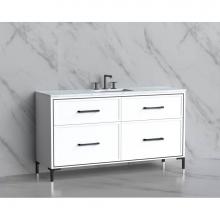 Madeli B465-60C-001-LY-WH-HY-PC - Madeli Profile 60C'' Free standing Vanity Cabinet in White/HW: Handle & Feet Polishe