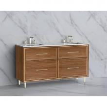 Madeli B465-60D-001-LR-NW-HR-BN - Madeli Profile 60D'' Free standing Vanity Cabinet in Natural Walnut/HW: Handle & Fee