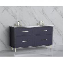 Madeli B465-60D-001-LR-SA-HR-SB - Madeli Profile 60D'' Free standing Vanity Cabinet in Sapphire/HW: Handle & Feet Sati