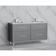 Madeli B465-60D-001-LR-TG-HR-BN - Madeli Profile 60D'' Free standing Vanity Cabinet in Studio Grey/HW: Handles/Feet in Bru