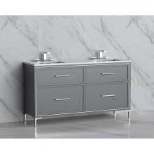 Madeli B465-60D-001-LY-TG-HY-BN - Madeli Profile 60D'' Free standing Vanity Cabinet in Studio Grey/HW: Handles/Feet in Bru