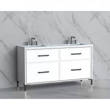 Madeli B465-60D-001-LY-WH-HY-MB - Madeli Profile 60D'' Free standing Vanity Cabinet in White/HW: Handle & Feet Matte B