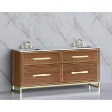 Madeli B465-72D-001-LC-NW-HP-MB - Madeli Profile 72'' Free standing Vanity Cabinet in Natural Walnut/HW: Handle & Feet