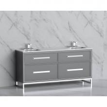 Madeli B465-72D-001-LC-TG-HP-BN - Madeli Profile 72'' Free standing Vanity Cabinet in Studio Grey/HW: Handle & Feet Br