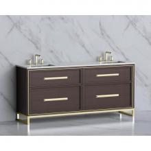 Madeli B465-72D-001-LC-WA-HP-BN - Madeli Profile 72'' Free standing Vanity Cabinet in Walnut/HW: Handle & Feet Brushed