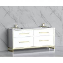 Madeli B465-72D-001-LC-WH-HP-MB - Madeli Profile 72'' Free standing Vanity Cabinet in White/HW: Handle & Feet Matte Bl