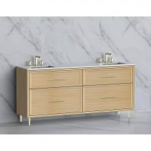 Madeli B465-72D-001-LR-NO-HR-BN - Madeli Profile 72'' Free standing Vanity Cabinet in Natural Oak/HW: Handle & Feet Br