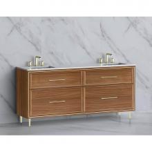 Madeli B465-72D-001-LR-NW-HR-BN - Madeli Profile 72'' Free standing Vanity Cabinet in Natural Walnut/HW: Handle & Feet