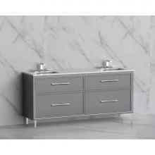 Madeli B465-72D-001-LR-TG-HR-BN - Madeli Profile 72'' Free standing Vanity Cabinet in Studio Grey/HW: Handles/Feet in Brus