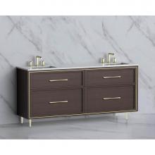 Madeli B465-72D-001-LR-WA-HR-SB - Madeli Profile 72'' Free standing Vanity Cabinet in Walnut/HW: Handle & Feet Satin B