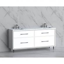 Madeli B465-72D-001-LR-WH-HR-MB - Madeli Profile 72'' Free standing Vanity Cabinet in White/HW: Handle & Feet Matte Bl