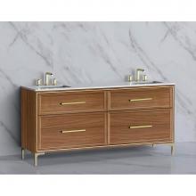 Madeli B465-72D-001-LY-NW-HY-PC - Madeli Profile 72'' Free standing Vanity Cabinet in Natural Walnut/HW: Handle & Feet