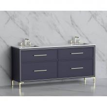 Madeli B465-72D-001-LY-SA-HY-SB - Madeli Profile 72'' Free standing Vanity Cabinet in Sapphire/HW: Handle & Feet Satin