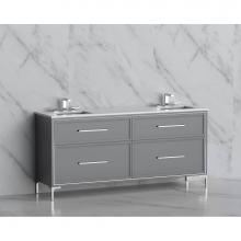 Madeli B465-72D-001-LY-TG-HY-PN - Madeli Profile 72'' Free standing Vanity Cabinet in Studio Grey/HW: Handles/Feet in Poli