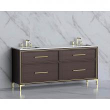 Madeli B465-72D-001-LY-WA-HY-SB - Madeli Profile 72'' Free standing Vanity Cabinet in Walnut/HW: Handle & Feet Satin B