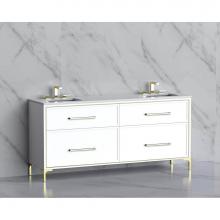 Madeli B465-72D-001-LY-WH-HY-BN - Madeli Profile 72'' Free standing Vanity Cabinet in White/HW: Handle & Feet Brushed