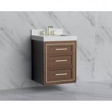 Madeli B855-24-002-BR-HY-BN - Madeli Renaissance 24'' Wall hung Vanity Cabinet in Brandy/HW: Handles Brushed Nickel(BN