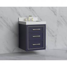 Madeli B855-24-002-SA-HR-MB - Madeli Renaissance 24'' Wall hung Vanity Cabinet in Sapphire/HW: Handles Matte Black(MB)