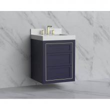 Madeli B855-24-002-SA-NP-BN - Madeli Renaissance 24'' Wall hung Vanity Cabinet in Sapphire - No Handles - Inlay in Bru