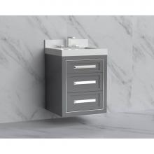 Madeli B855-24-002-TG-HP-SB - Madeli Renaissance 24'' Wall hung Vanity Cabinet in Studio Grey/HW: Handles Satin Brass(