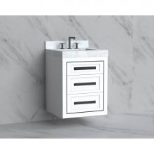 Madeli B855-24-002-WH-HP-MB - Madeli Renaissance 24'' Wall hung Vanity Cabinet in White/HW: Handles Matte Black(MB)