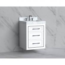 Madeli B855-24-002-WH-HR-SB - Madeli Renaissance 24'' Wall hung Vanity Cabinet in White/HW: Handles Satin Brass(SB)