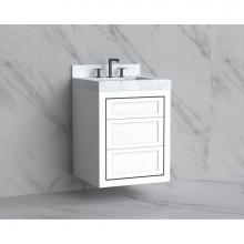 Madeli B855-24-002-WH-NP-BN - Madeli Renaissance 24'' Wall hung Vanity Cabinet in White - No Handles - Inlay in Brushe