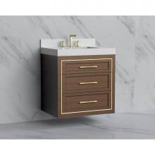 Madeli B855-30-002-BR-HR-MB - Madeli Renaissance 30'' Wall hung Vanity Cabinet in Brandy/HW: Handles Matte Black(MB)