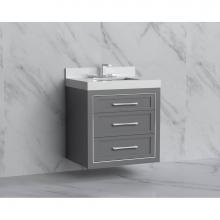 Madeli B855-30-002-TG-HR-MB - Madeli Renaissance 30'' Wall hung Vanity Cabinet in Studio Grey/HW: Handles Matte Black(