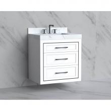 Madeli B855-30-002-WH-HR-MB - Madeli Renaissance 30'' Wall hung Vanity Cabinet in White/HW: Handles Matte Black(MB)