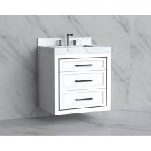 Madeli B855-30-002-WH-HY-BN - Madeli Renaissance 30'' Wall hung Vanity Cabinet in White/HW: Handles Brushed Nickel(BN)