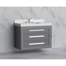 Madeli B855-36-002-TG-HP-PN - Madeli Renaissance 36'' Wall hung Vanity Cabinet in Studio Grey/HW: Handles Polished Nic