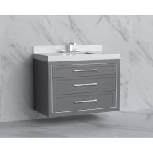 Madeli B855-36-002-TG-HR-PN - Madeli Renaissance 36'' Wall hung Vanity Cabinet in Studio Grey/HW: Handles Polished Nic