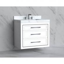 Madeli B855-36-002-WH-HR-PC - Madeli Renaissance 36'' Wall hung Vanity Cabinet in White/HW: Handles Polished Chrome(PC