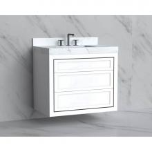 Madeli B855-36-002-WH-NP-BN - Madeli Renaissance 36'' Wall hung Vanity Cabinet in White - No Handles - Inlay in Brushe